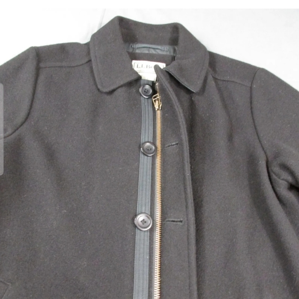 LL Bean Wool Jacket Large Thinsulate 3M Black 295973 - Picture 2 of 8